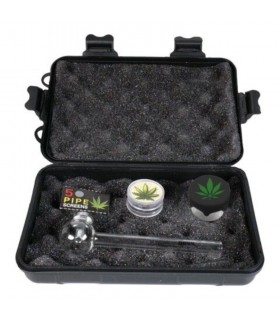 ATOMIC GRINDER TRAVEL SET DA 4 PEZZI CON PIPETTA IN VETRO GRINDER IN PLASTICA DA 30MM CON 5 RETINE