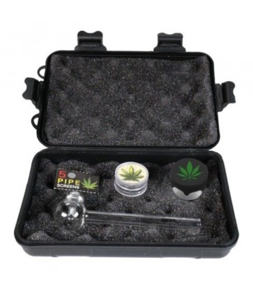 ATOMIC GRINDER TRAVEL SET DA 4 PEZZI CON PIPETTA IN VETRO GRINDER IN PLASTICA DA 30MM CON 5 RETINE