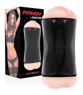 MASTURBATORE A DOPPIO FORO VAGINA E ANO IN TPE LUNGHEZZA INSERIBILE 15CM CON COPERCHI SU ENTRAMBI I LATI