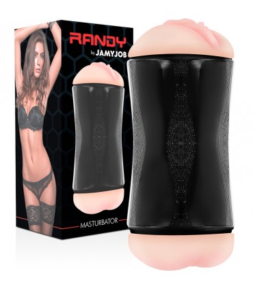 MASTURBATORE A DOPPIO FORO VAGINA E ANO IN TPE LUNGHEZZA INSERIBILE 15CM CON COPERCHI SU ENTRAMBI I LATI