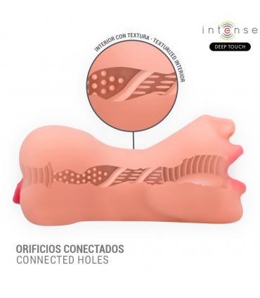 MASTURBATORE A DOPPIO FORO BOCCA E VAGINA  IN TPE LUNGHEZZA INSERIBILE 15CM