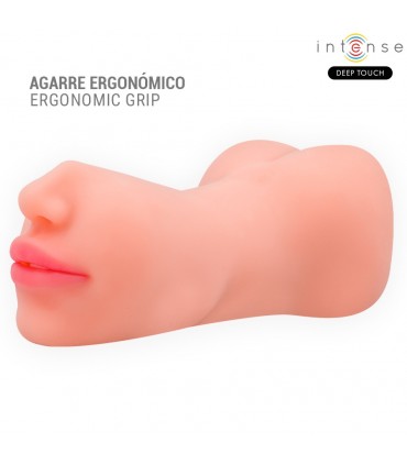 MASTURBATORE A DOPPIO FORO BOCCA E VAGINA  IN TPE LUNGHEZZA INSERIBILE 15CM