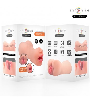 MASTURBATORE A DOPPIO FORO BOCCA E VAGINA  IN TPE LUNGHEZZA INSERIBILE 15CM