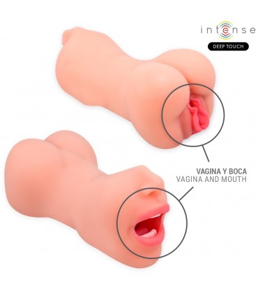 MASTURBATORE A DOPPIO FORO BOCCA E VAGINA  IN TPE LUNGHEZZA INSERIBILE 15CM