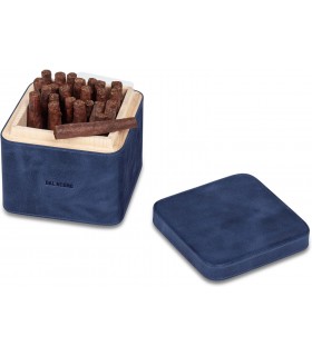 cubo Portatoscanelli Dal Negro Interno in Legno e Rivestito in Vera Pelle Colore blu