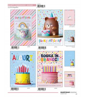Biglietti MARPIMAR Buon Compleanno CON FOIL OLOGRAFICO conf.12 pz. assortiti