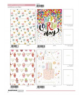 Biglietti MARPIMAR Buon Compleanno CON FOIL ORO E RILIEVO conf.12 pz. assortiti