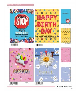 Biglietti MARPIMAR Buon Compleanno CON FOIL ORO Conf.12 pz. assortiti
