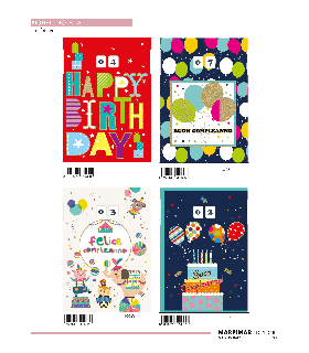 BIGLIETTO MARPIMAR COMPLEANNO CON ROTELLA ANNI 1-99 CONF. 12 PZ. ASSORTITI