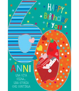 Biglietti MARPIMAR Buon Compleanno 60 ANNI CON FOIL OLOGRAFICO Conf.6 pz.