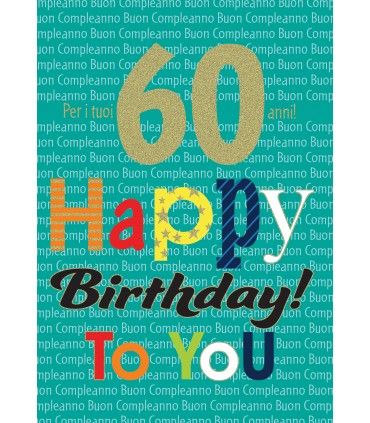 Biglietti MARPIMAR Buon Compleanno 60 ANNI CON FOIL OLOGRAFICO Conf.6 pz.