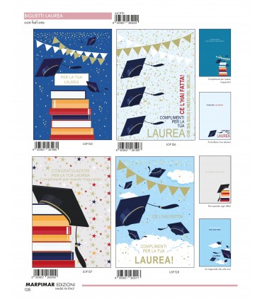 Biglietti MARPIMAR LAUREA CON FOIL ORO CONF. 12 PZ. ASSORTITI