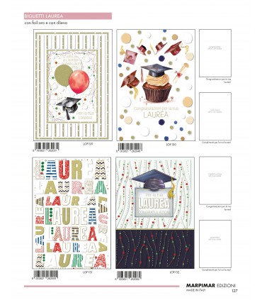 Biglietti MARPIMAR LAUREA CON FOIL ORO E RILIEVO CONF. 12 PZ. ASSORTITI