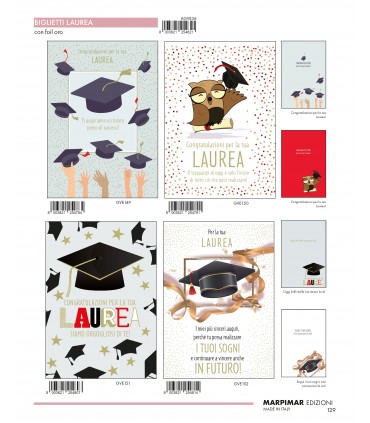 Biglietti MARPIMAR LAUREA CON FOIL ORO E RILIEVO CONF. 12 PZ. ASSORTITI