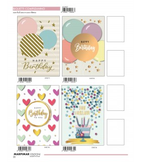 Biglietti MARPIMAR Buon Compleanno CON FOIL ORO E RILIEVO conf.12 pz. assortiti