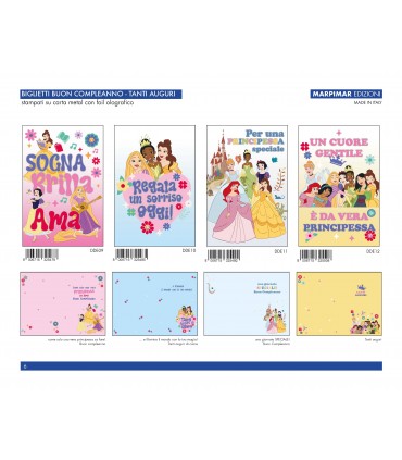 Biglietti MARPIMAR Buon Compleanno DISNEY PRINCESS conf.12 pz. assortiti