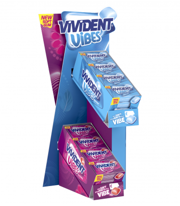 VIVIDENT VIBES SOFT GUM 2 GUSTI PEPPERMINT-SOURBERRY S/Z EXPO DA 32 ASTUCCI