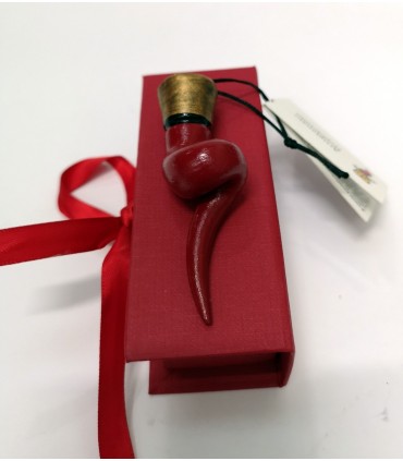 Corno a Spirale in Caramica Rosso H.7 cm Realizzato e dipinto a mano