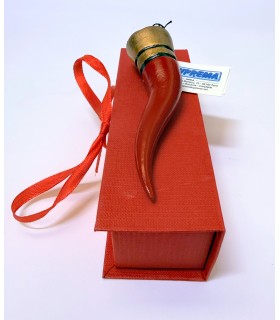 Corno MEDIO in TERRACOTTA Rosso H.11 cm Realizzato e dipinto a mano IN ELEGANTE SCATOLA DA REGALO