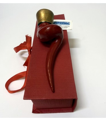 Corno a Spirale in TERRACOTTA Rosso H.11 cm Realizzato e dipinto a mano IN ELEGANTE SCATOLA DA REGALO