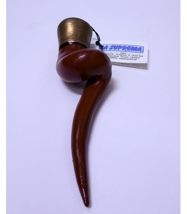 Corno a Spirale in TERRACOTTA Rosso H.11 cm Realizzato e dipinto a mano IN ELEGANTE SCATOLA DA REGALO