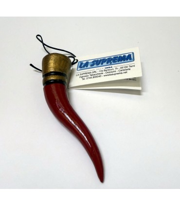 Corno MEDIO in TERRACOTTA Rosso H.7 cm Realizzato e dipinto a mano IN ELEGANTE SCATOLA DA REGALO