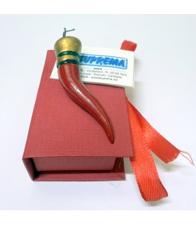 Corno MEDIO in TERRACOTTA Rosso H.5 cm Realizzato e dipinto a mano IN ELEGANTE SCATOLA DA REGALO