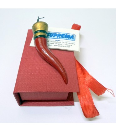 Corno MEDIO in TERRACOTTA Rosso H.5 cm Realizzato e dipinto a mano IN ELEGANTE SCATOLA DA REGALO