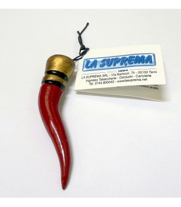 Corno MEDIO in TERRACOTTA Rosso H.5 cm Realizzato e dipinto a mano IN ELEGANTE SCATOLA DA REGALO