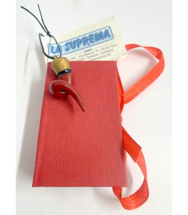 Corno a Spirale in TERRACOTTA Rosso H.2 CM CON DECORO Realizzato e dipinto a mano IN ELEGANTE SCATOLA DA REGALO