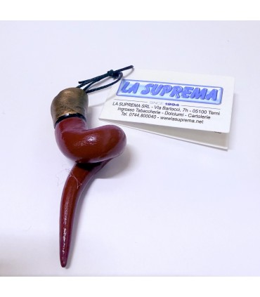 Corno a Spirale in TERRACOTTA Rosso H.4.5 CM CON DECORO Realizzato e dipinto a mano IN ELEGANTE SCATOLA DA REGALO