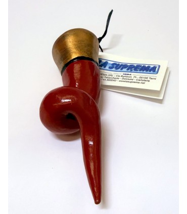 Corno a Spirale in TERRACOTTA Rosso H.8 cm Realizzato e dipinto a mano IN ELEGANTE SCATOLA DA REGALO
