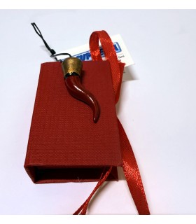 Corno PICCOLO in TERRACOTTA Rosso H.3.5 cm Realizzato e dipinto a mano IN ELEGANTE SCATOLA DA REGALO