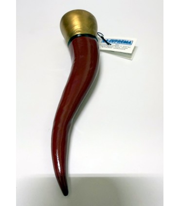 Corno GRANDE in TERRACOTTA Rosso H.17 cm Realizzato e dipinto a mano IN ELEGANTE SCATOLA DA REGALO