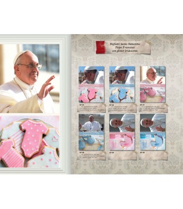 Biglietto Marpimar Battesimo Papa Francesco con Glitter conf. 12 pz. ass. in 6 soggetti