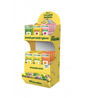 RICOLA ASTUCCIO EXPO DA BANCO DA 36PZ. ASSORTITI in omaggio 150 mini caramelle ricola 5g