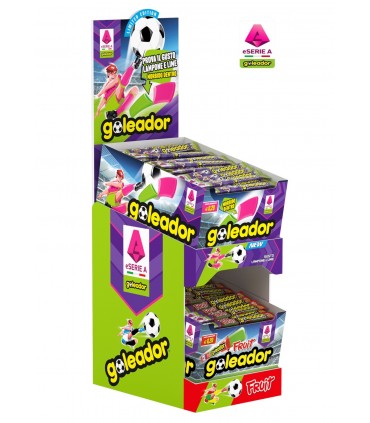 EXPO DA BANCO GOLEADOR SERIA A CON 2 GUSTI: FRUTTA E LAMPONE E LIME DA 400PZ.