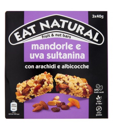 BARRETTA EAT NATURAL MANDORLE E UVA SULTANINA CON ARACHIDI E ALBICOCCHE CONF.3 PZ X 40GR 03/05/2026