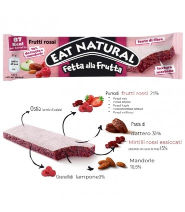 BARRETTA EAT NATURAL MORBIDA FRUTTI ROSSI con datteri E MANDORLE CONF.4 PZ X 25GR scadenza 18/05/2026