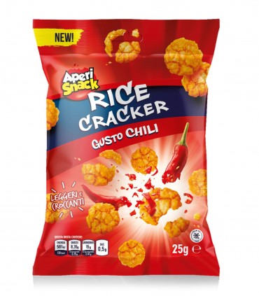 APERISNACK RICE CRACKER GUSTO CHILI MONOPORZIONE BUSTINA 25GR CONF. 20 PZ.