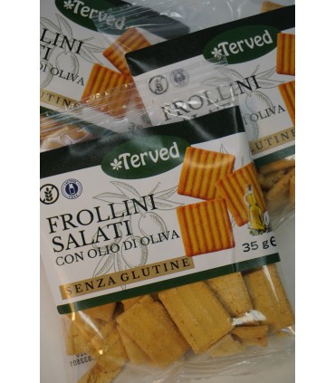 FROLLINI ARTIGIANALI TERVED SALATI SENZA GLUTINE 35G. EXPO DA 21PZ. ASSORTITO CON 3 GUSTI