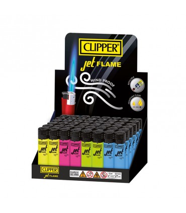 Accendino Clipper Large  jet Soft touch fluo conf. 48 pz. assortiti con 4 colori