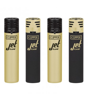 Accendino Clipper Large jet Soft BLACK&GOLD conf. 48 pz.assortiti con 4 colori