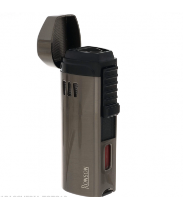 Accendino per sigaro RONSON MISTRAL GUN METAL JET FLAME IN UNA ELEGANTE SCATOLA DA REGALO