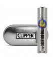 Accendino Clipper Large in Metallo The Bulldog Deluxe COLORE SILVER IN ELEGANTE SCATOLA DA REGALO IN METALLO