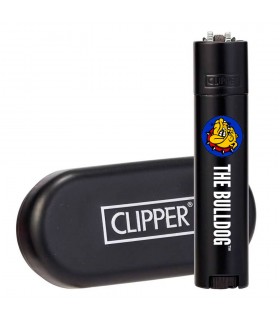 Accendino Clipper Large in Metallo The Bulldog Deluxe COLORE BLACK IN ELEGANTE SCATOLA DA REGALO IN METALLO