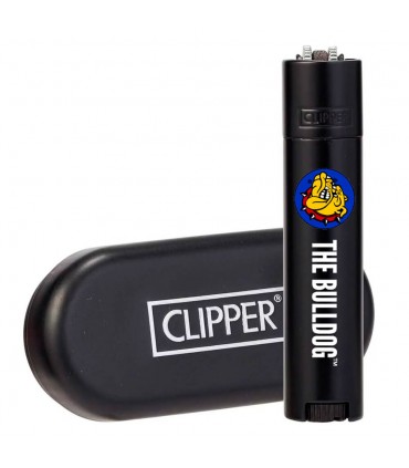 Accendino Clipper Large in Metallo The Bulldog Deluxe COLORE BLACK IN ELEGANTE SCATOLA DA REGALO IN METALLO