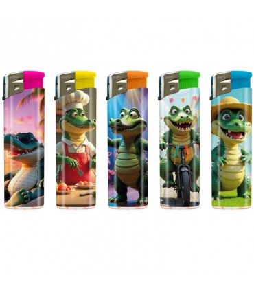Accendino ELETTRONICO Atomic ALLIGATOR conf. 50 pz. assortito con 5 grafiche