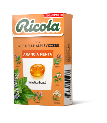 RICOLA ARANCIA E MENTA SENZA ZUCCHERO ASTUCCIO CONF. DA 20 PZ.