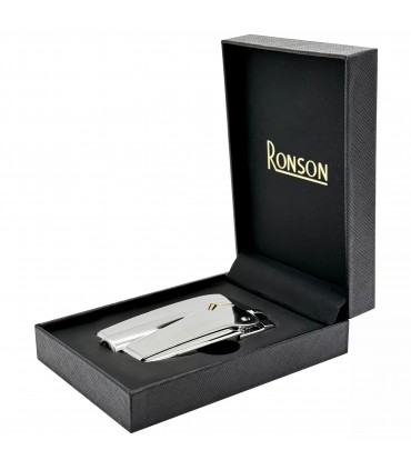 Accendino RONSON PREMIER VARAFLAME SILVER CLASSIC IN UNA ELEGANTE SCATOLA DA REGALO